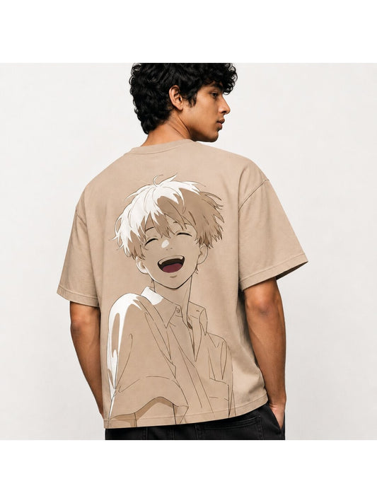 Retro Grain Printed Round Neck Oversize Pre-customized Tshirt for Men