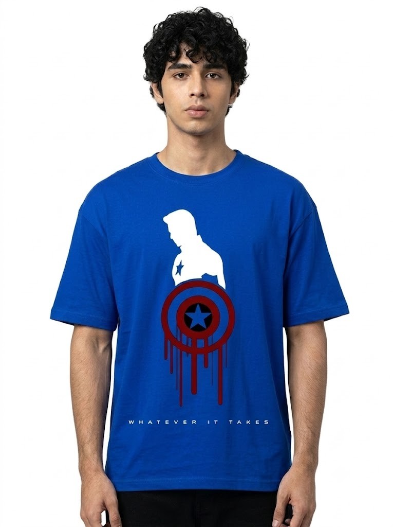 Captain America Printed Round Neck Oversize Pre-customized Tshirt for Men