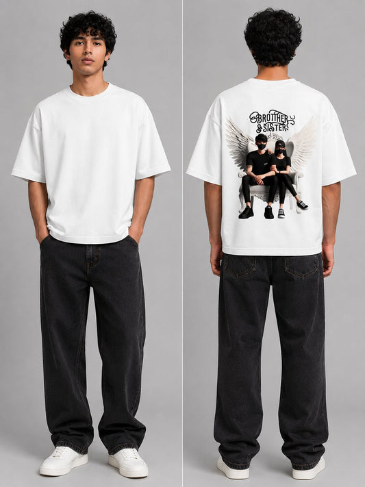 Bhai-Behen Printed Round Neck Oversize Pre-customized Tshirt for Men