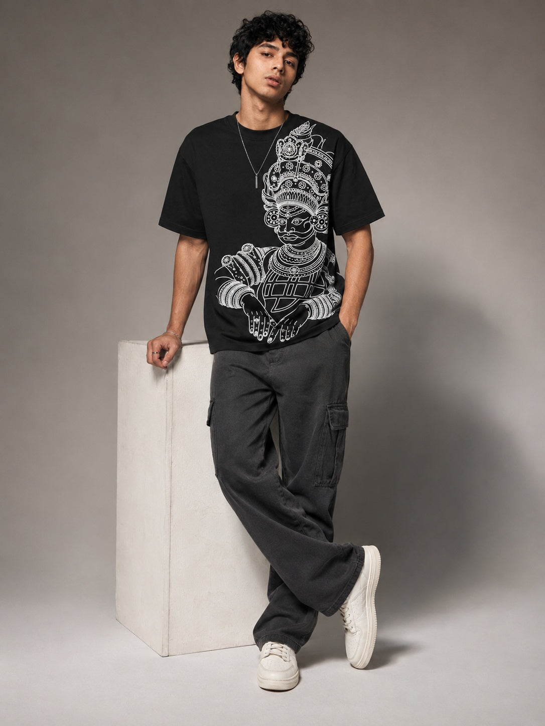 Kathak Printed Round Neck Oversize Pre-customized Tshirt for Men