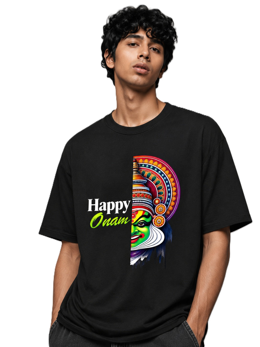 OnamKadhakali Printed Round Neck Oversize Pre-customized Tshirt for Men
