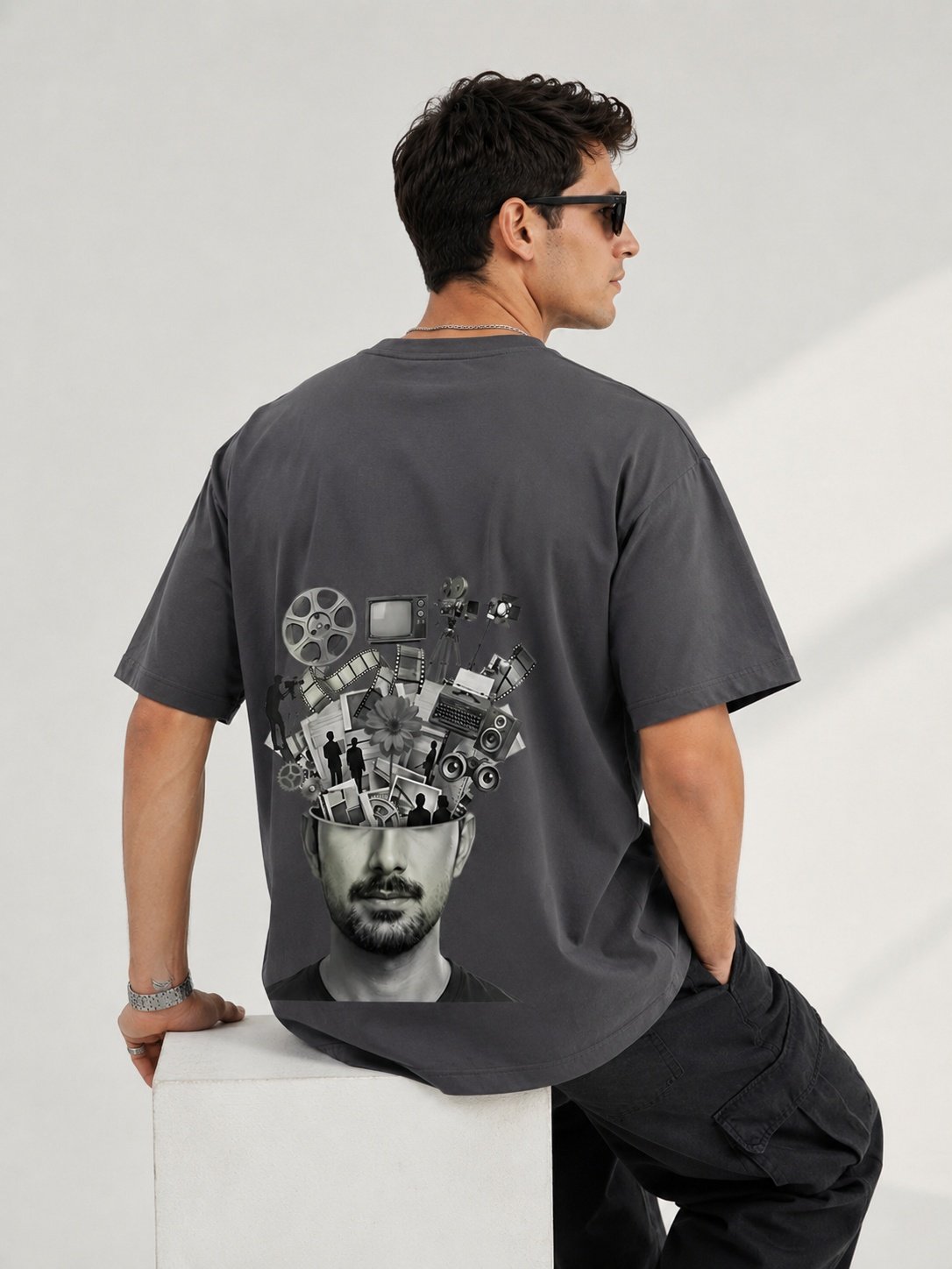 Influencer brain Printed Round Neck Oversize Pre-customized Tshirt for Men
