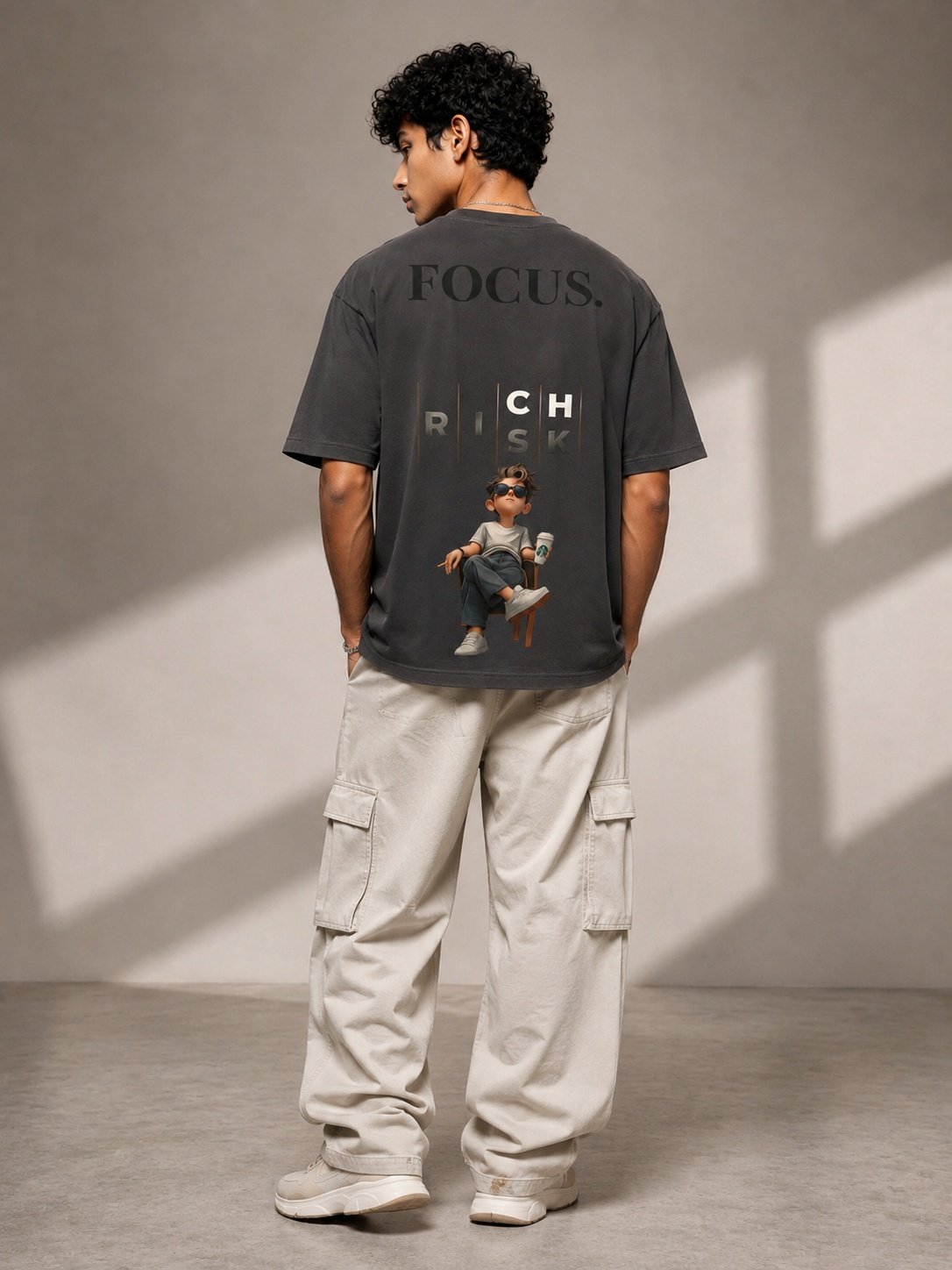 Focus Printed Round Neck Oversize Pre-customized Tshirt for Men