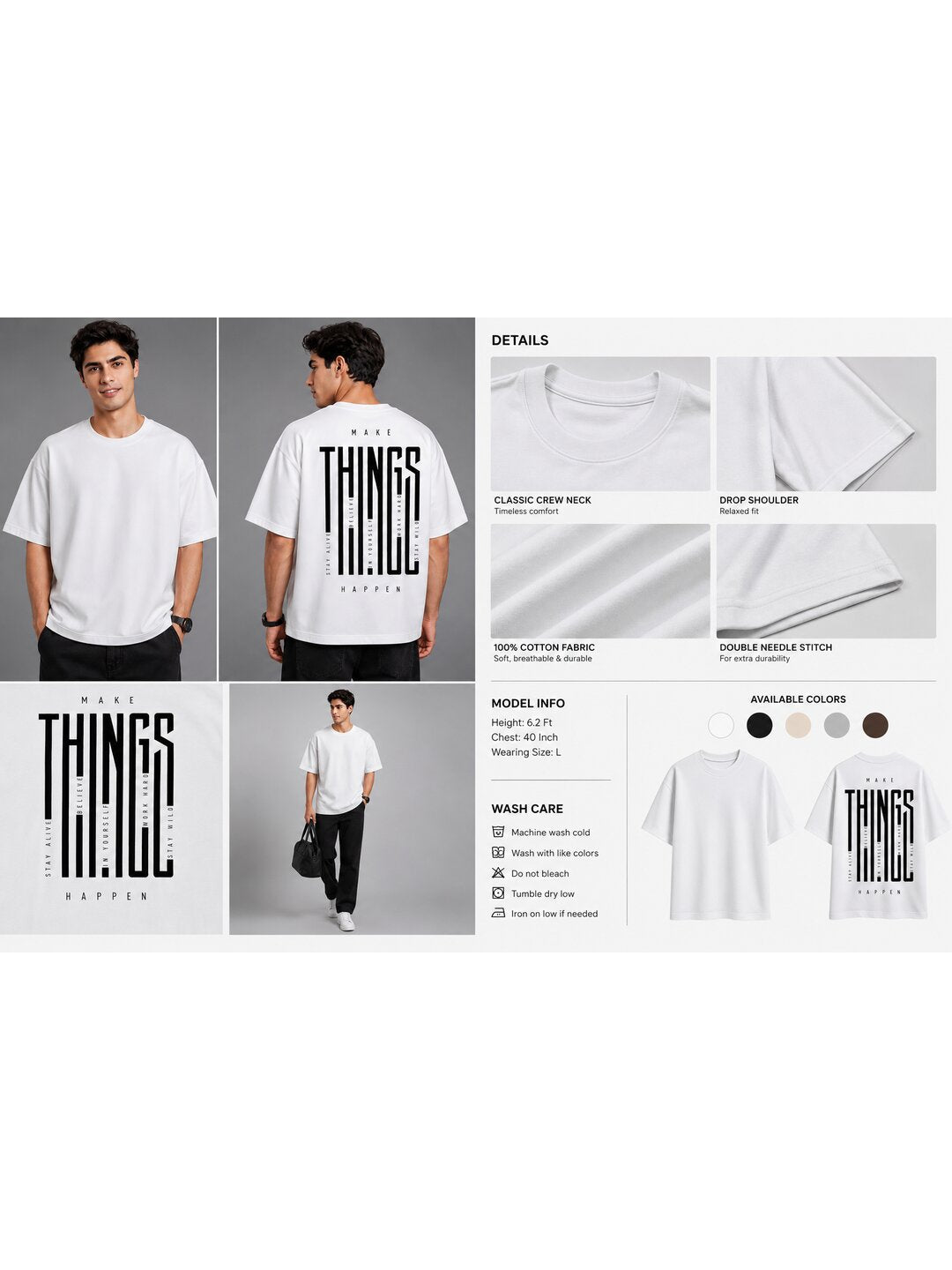 Word Idioms 31 Printed Round Neck Oversized Pre customized Tshirt for Men