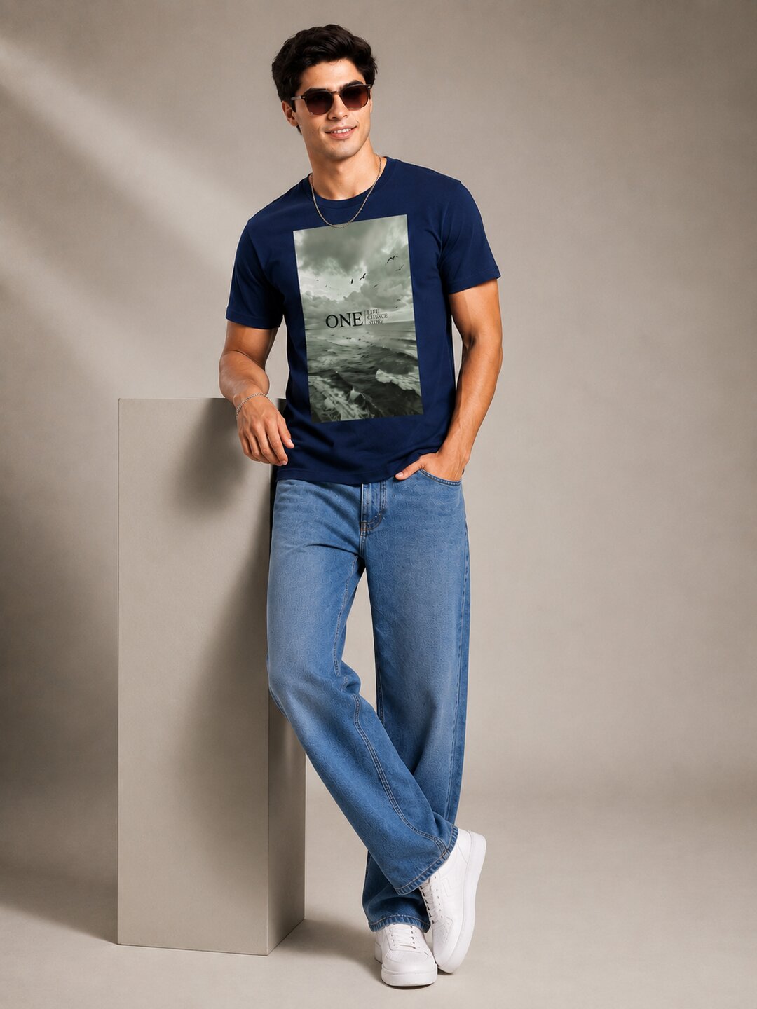 One Life Printed Round Neck Regular Pre-customized Tshirt for Men