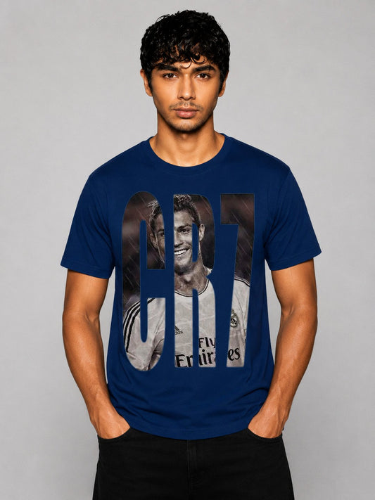 CR7 Printed Round Neck Regular Pre-customized Tshirt for Men