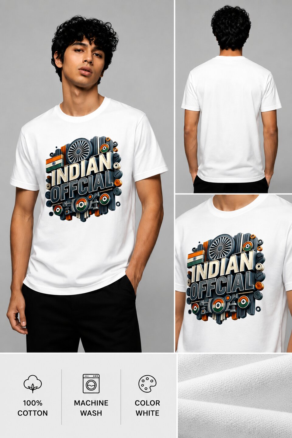 India March Printed Round Neck Regular Pre-customized Tshirt for Men