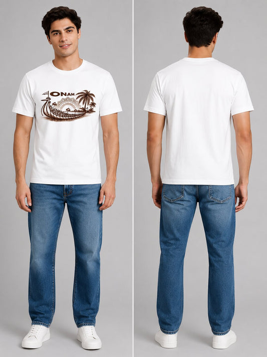 OnamBoat Printed Round Neck Regular Pre-customized Tshirt for Men