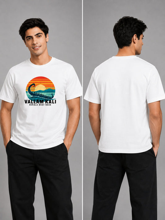 Vallamkali Printed Round Neck Regular Pre-customized Tshirt for Men