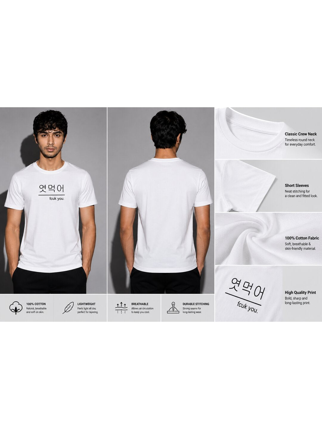 Korean 01 Printed Round Neck Regular Pre customized Tshirt for Men