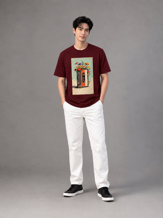 Casette Printed Round Neck Regular Pre-customized Tshirt for Men