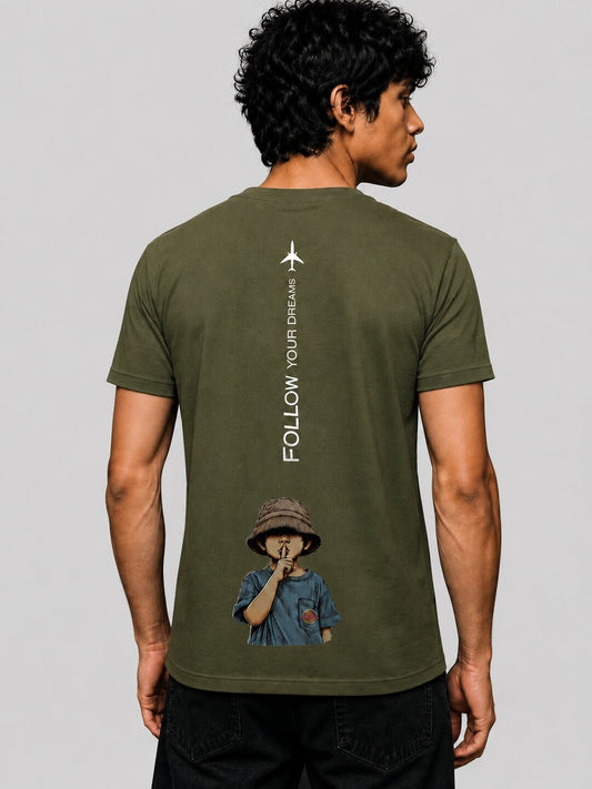 Fly High Printed Round Neck Regular Pre-customized Tshirt for Men