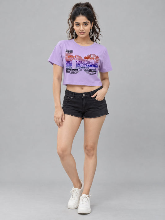 BE Printed Round Neck Crop Pre-customized Tshirt for Women