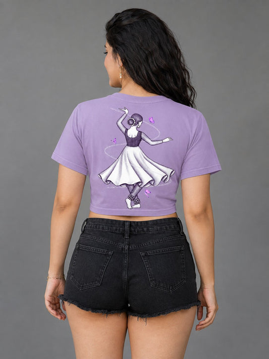 Indian Dancer Printed Round Neck Crop Pre-customized Tshirt for Women