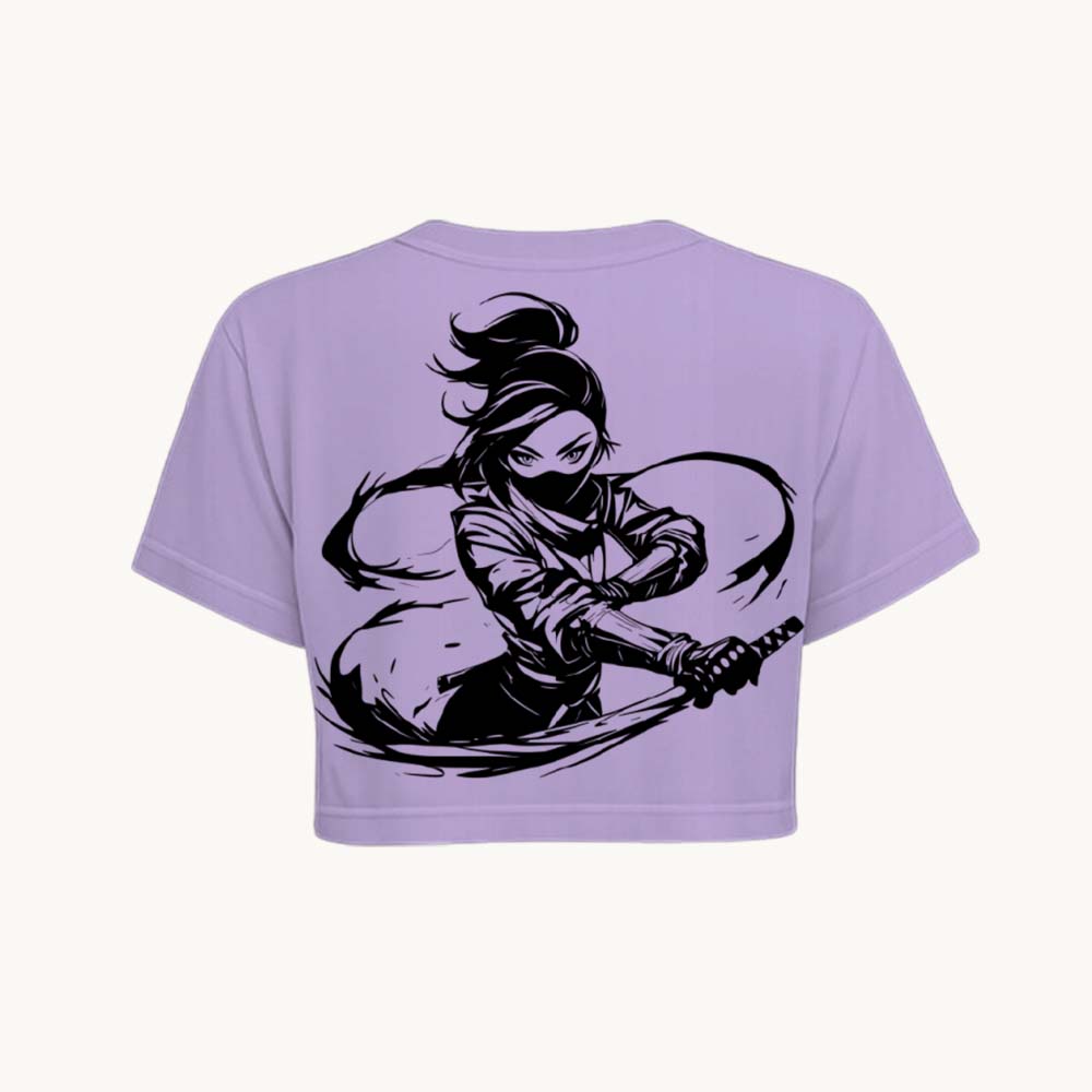 Fightergirl Printed Round Neck Crop Pre-customized Tshirt for Women