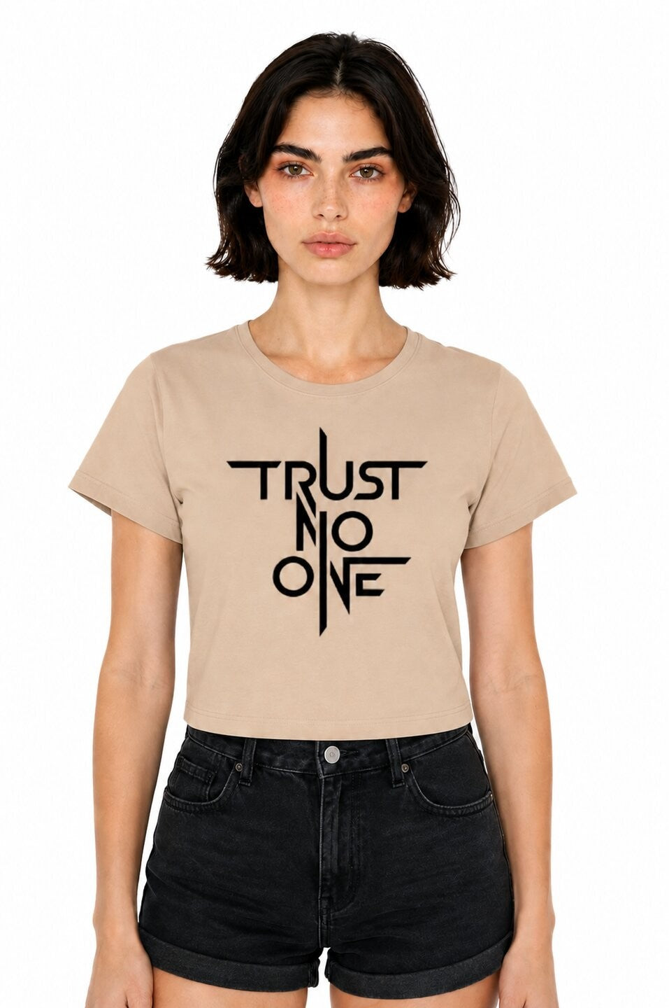 Trust Printed Round Neck Crop Pre-customized Tshirt for Women