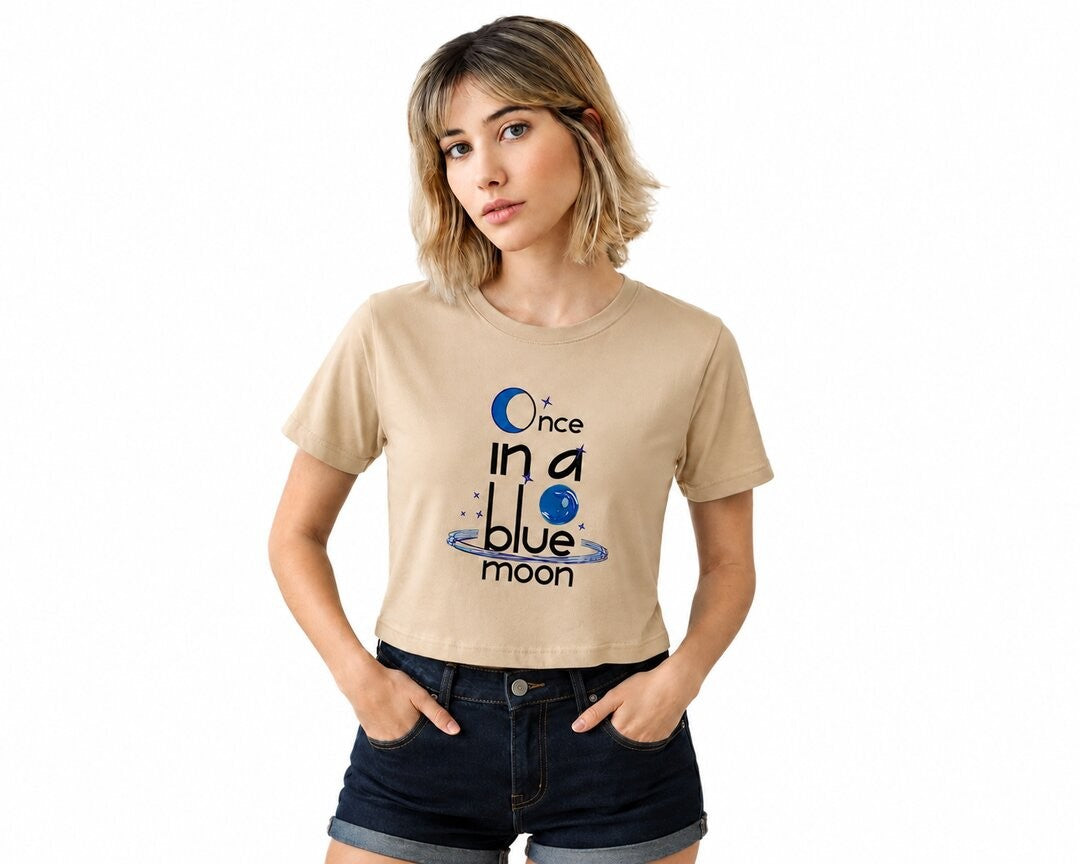 Quote Bloom Printed Round Neck Crop Pre-customized Tshirt for Women