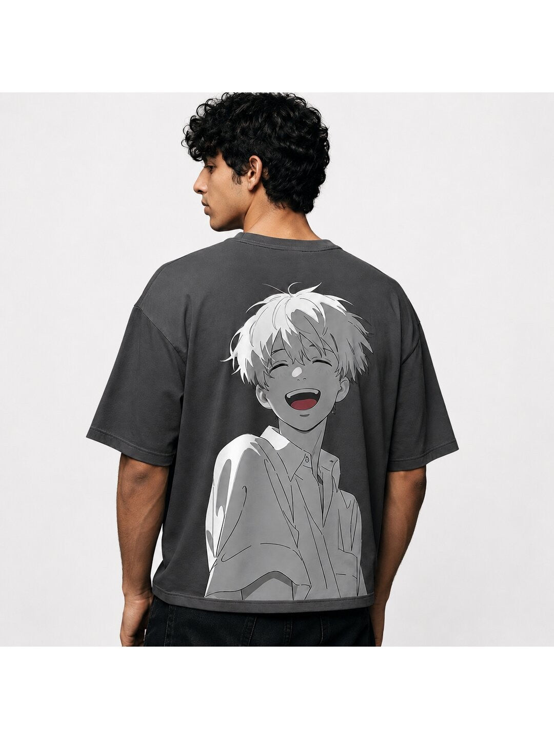 Retro Grain Printed Round Neck Oversize Pre-customized Tshirt for Men