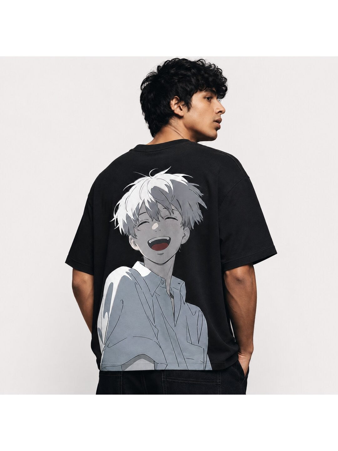Retro Grain Printed Round Neck Oversize Pre-customized Tshirt for Men