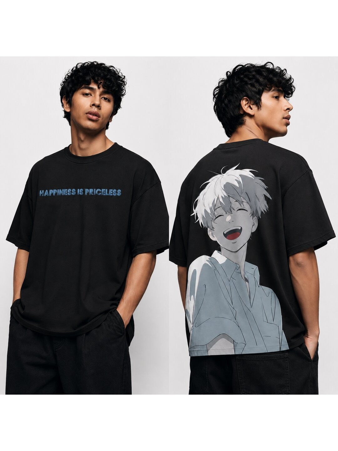 Retro Grain Printed Round Neck Oversize Pre-customized Tshirt for Men