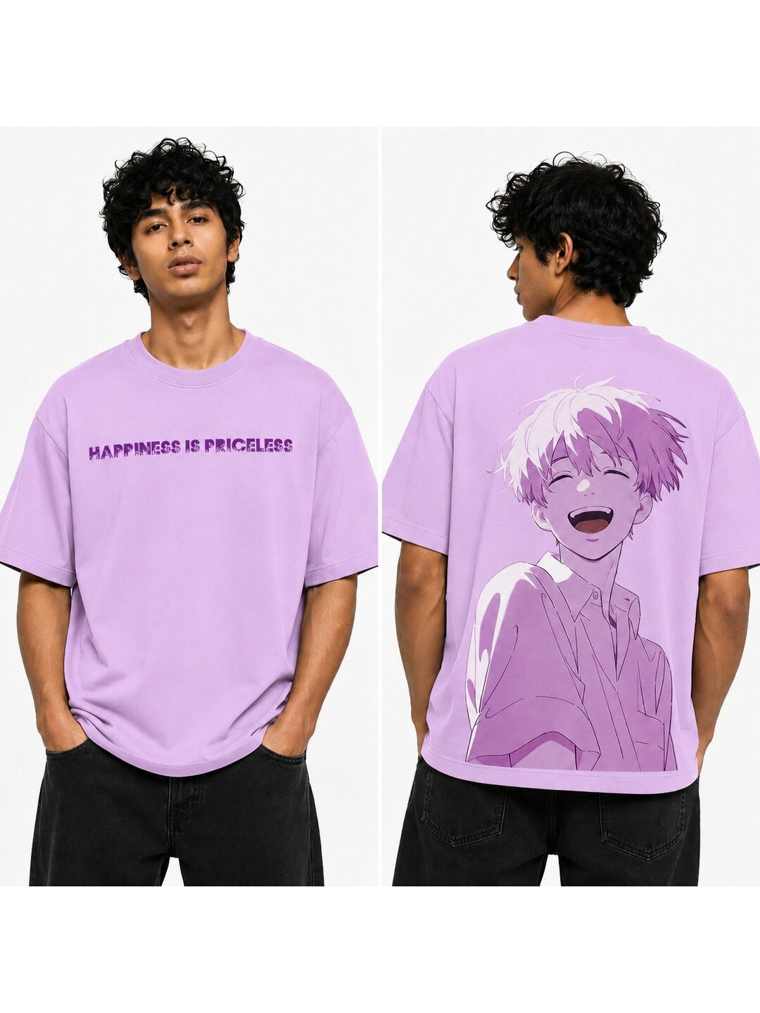 Retro Grain Printed Round Neck Oversize Pre-customized Tshirt for Men