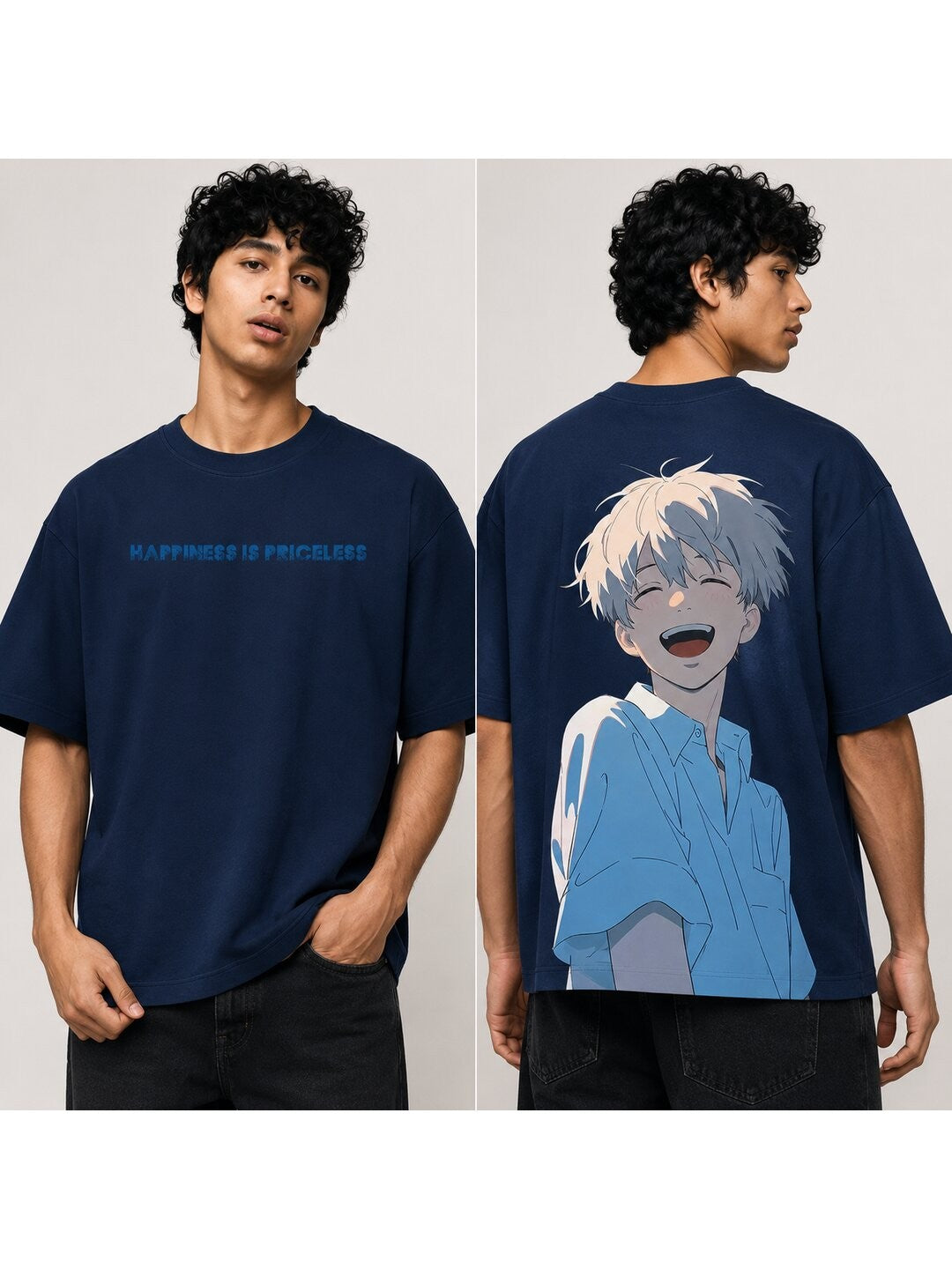 Retro Grain Printed Round Neck Oversize Pre-customized Tshirt for Men