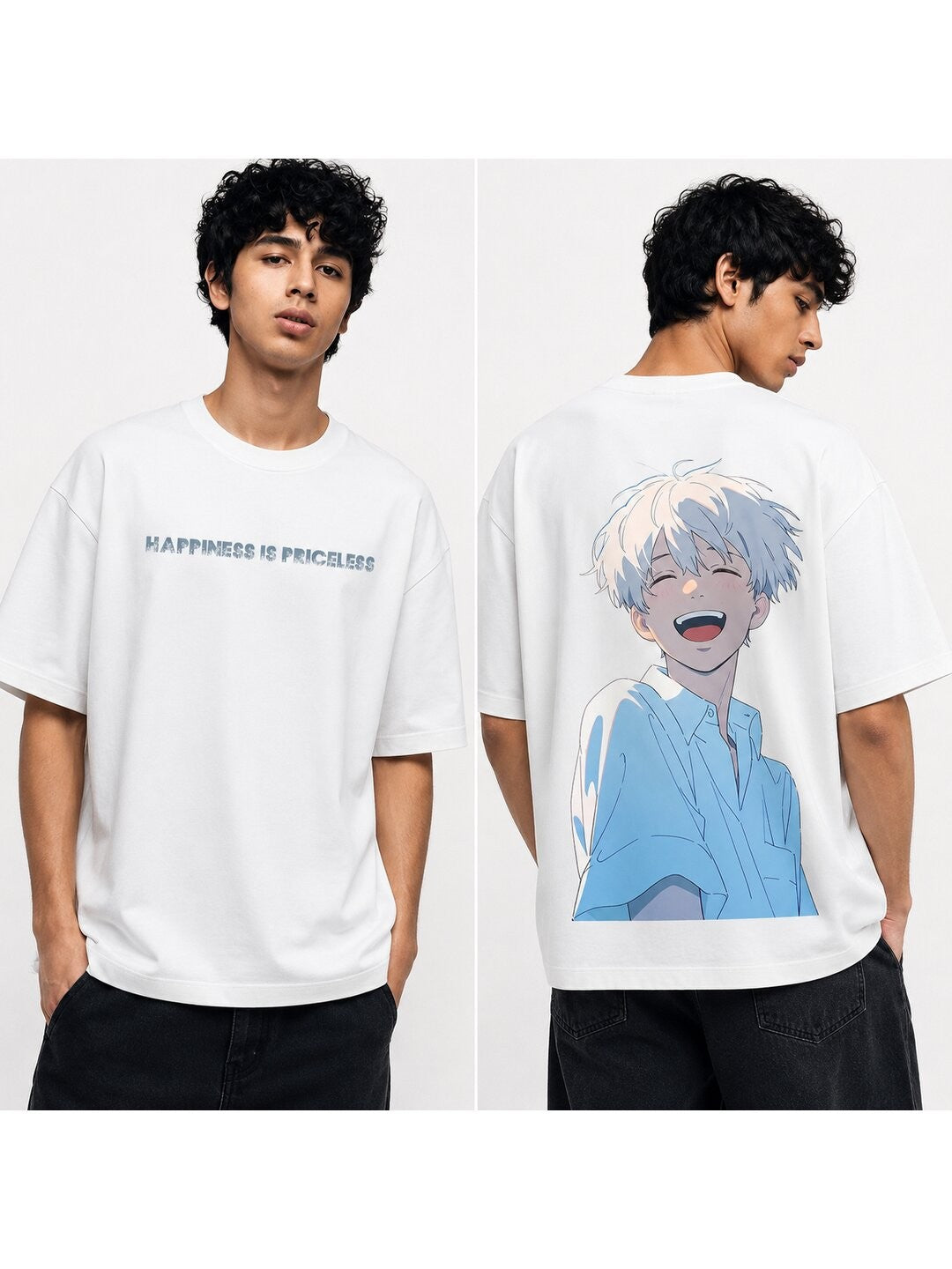 Retro Grain Printed Round Neck Oversize Pre-customized Tshirt for Men