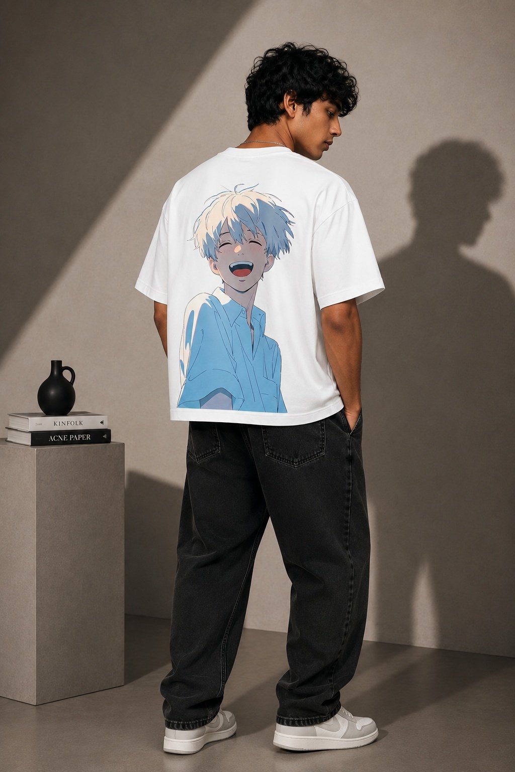 Retro Grain Printed Round Neck Oversize Pre-customized Tshirt for Men