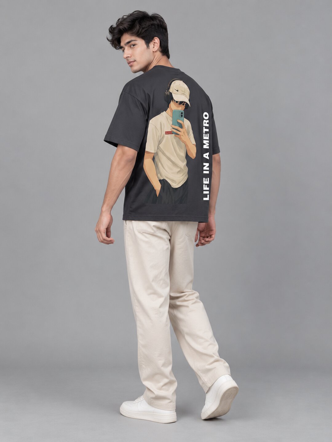 FadeddFrame Printed Round Neck Oversize Pre-customized Tshirt for Men