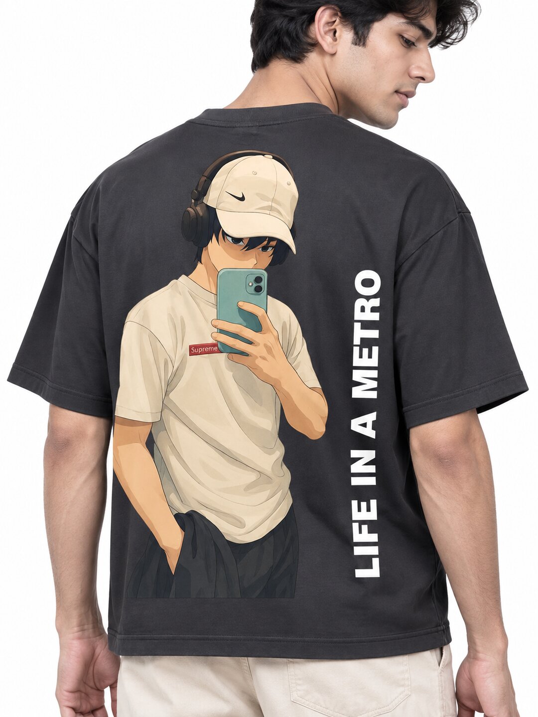 FadeddFrame Printed Round Neck Oversize Pre-customized Tshirt for Men