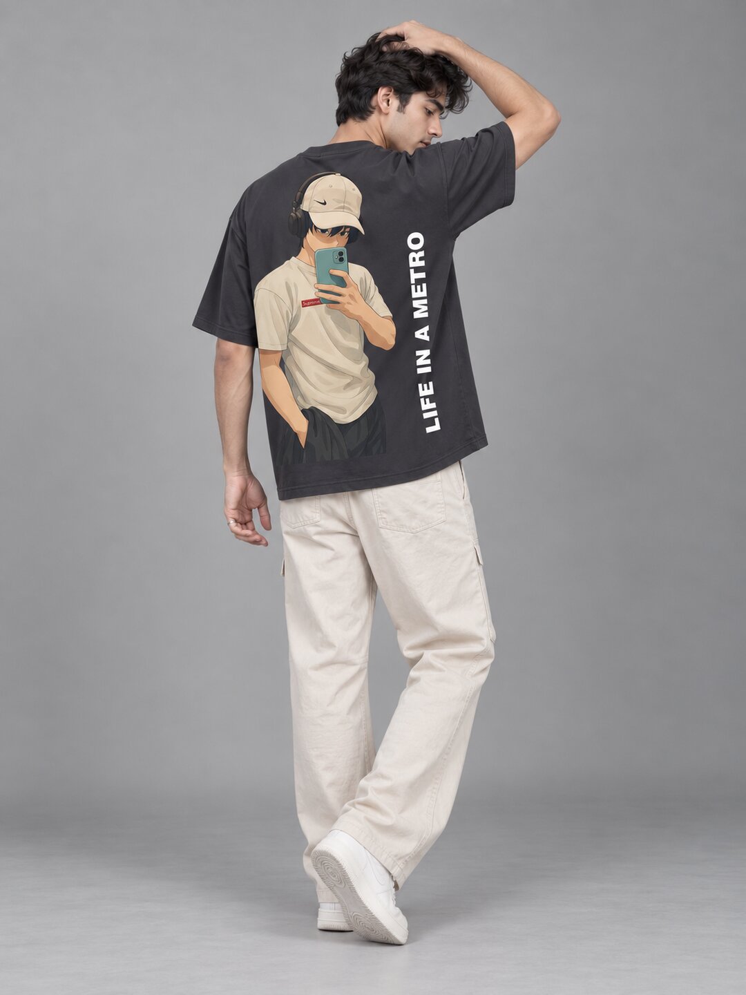 FadeddFrame Printed Round Neck Oversize Pre-customized Tshirt for Men