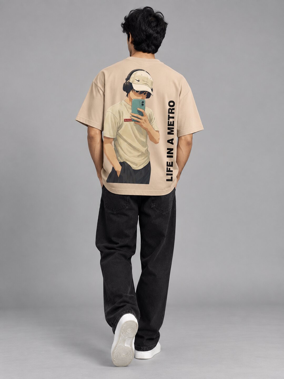 FadeddFrame Printed Round Neck Oversize Pre-customized Tshirt for Men