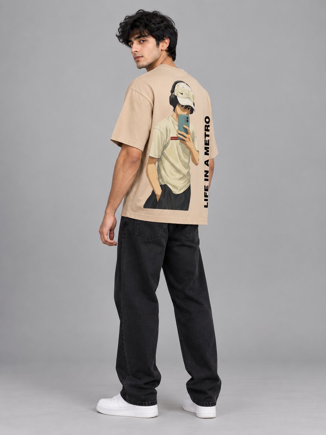 FadeddFrame Printed Round Neck Oversize Pre-customized Tshirt for Men