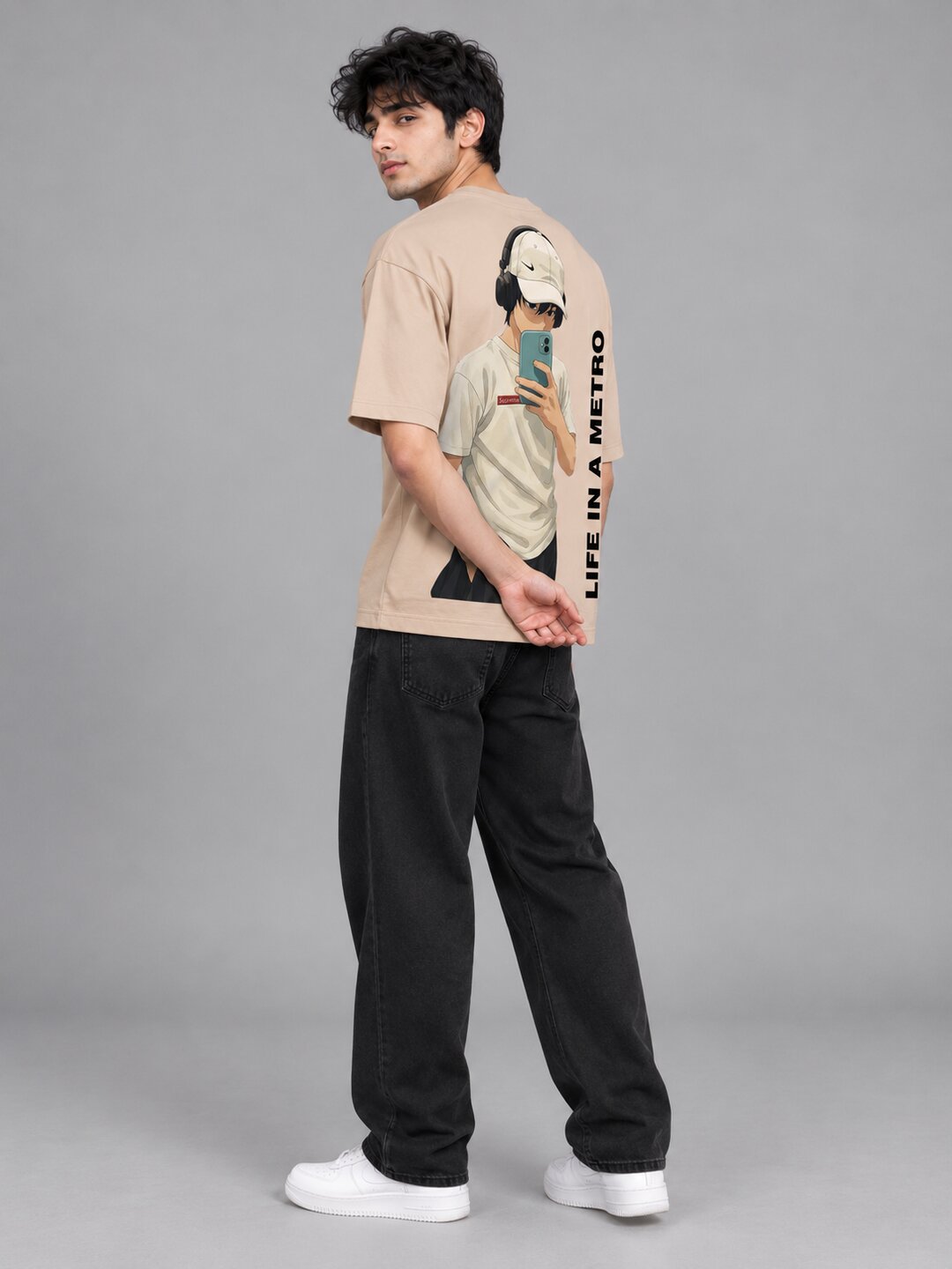 FadeddFrame Printed Round Neck Oversize Pre-customized Tshirt for Men