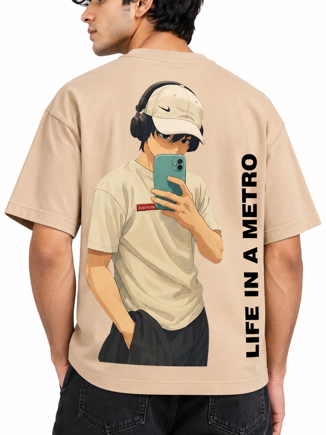 FadeddFrame Printed Round Neck Oversize Pre-customized Tshirt for Men