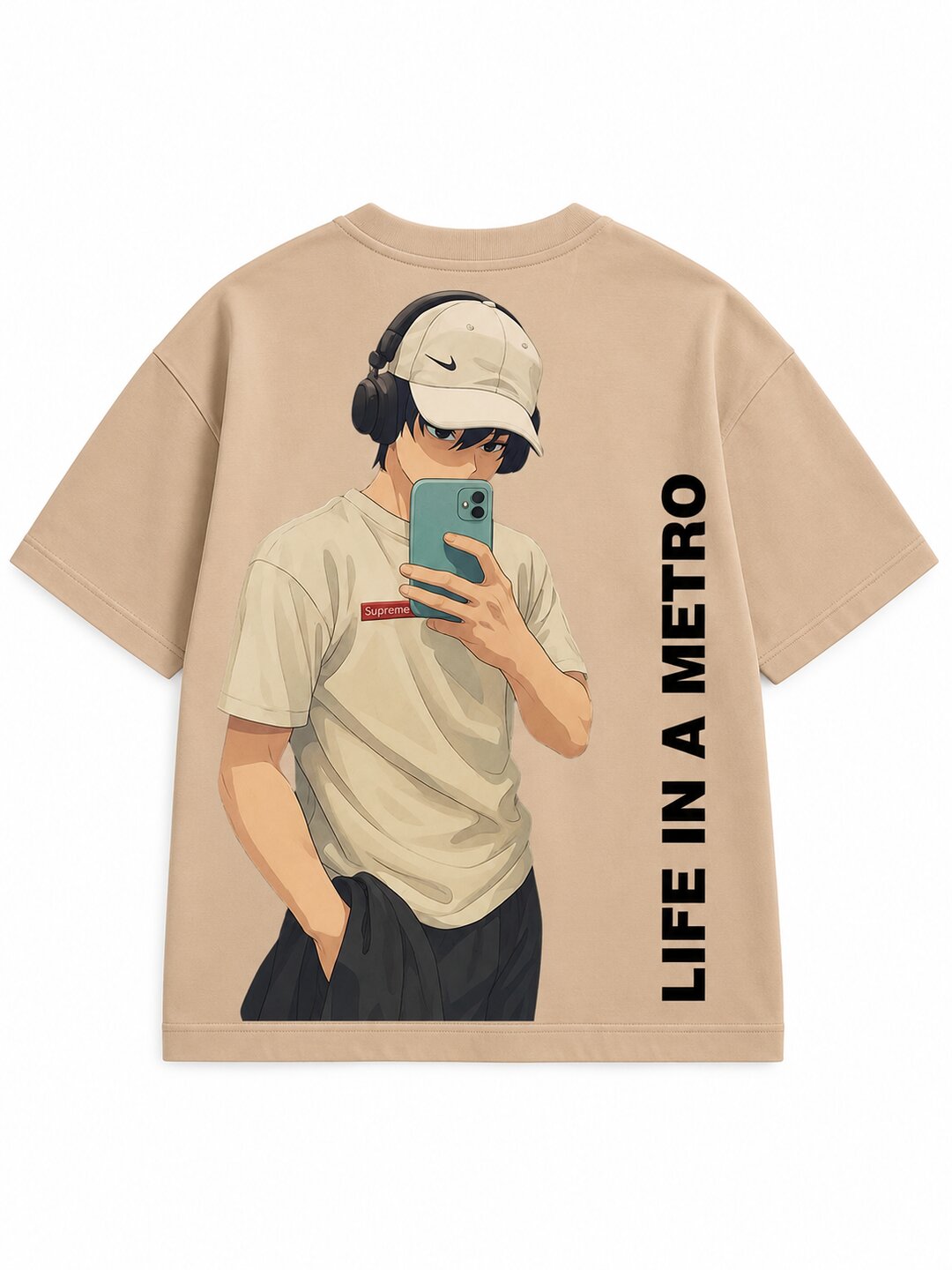 FadeddFrame Printed Round Neck Oversize Pre-customized Tshirt for Men