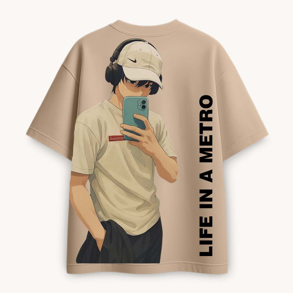 FadeddFrame Printed Round Neck Oversize Pre-customized Tshirt for Men