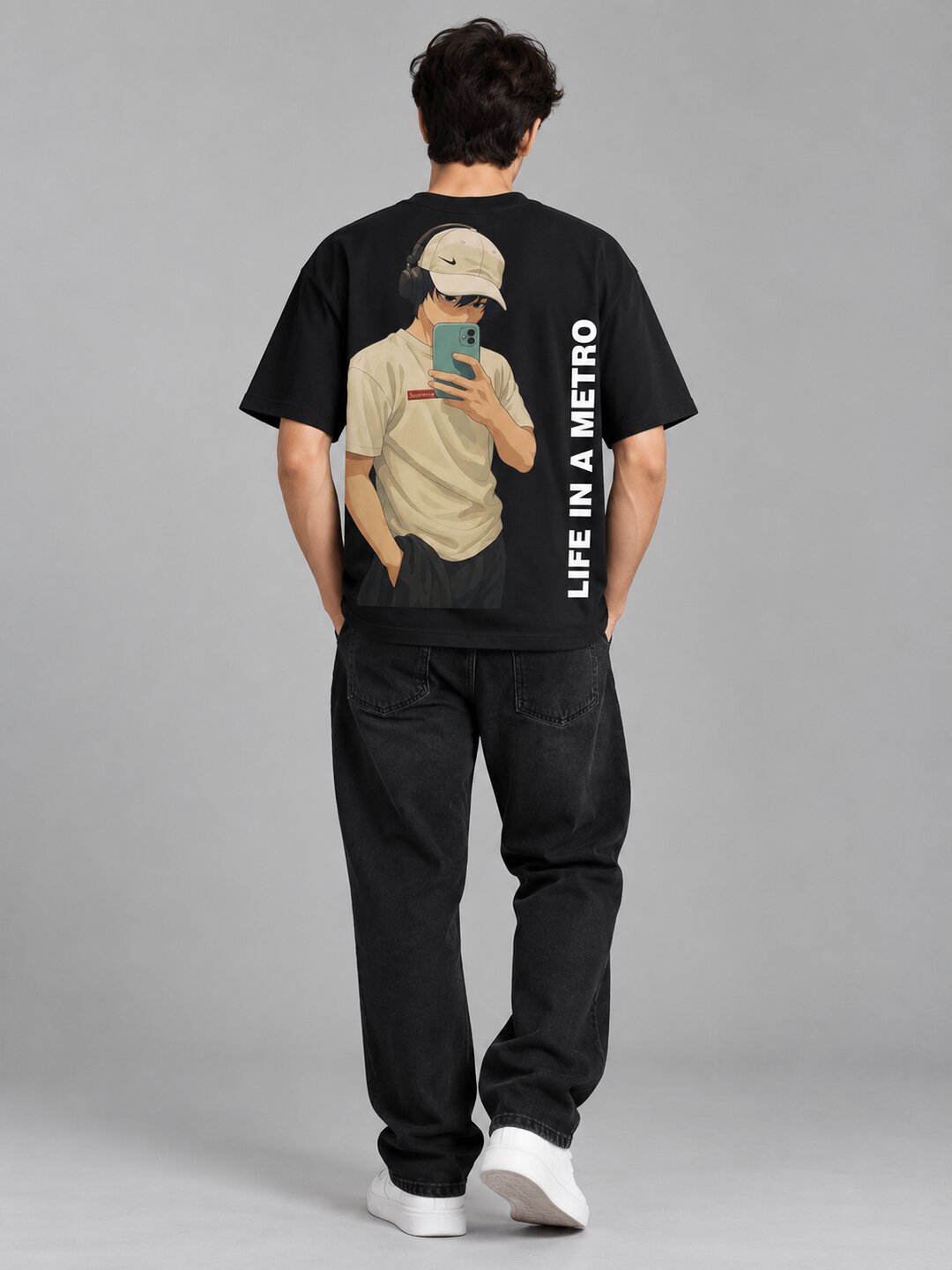 FadeddFrame Printed Round Neck Oversize Pre-customized Tshirt for Men