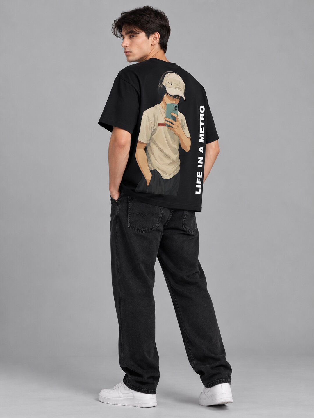 FadeddFrame Printed Round Neck Oversize Pre-customized Tshirt for Men