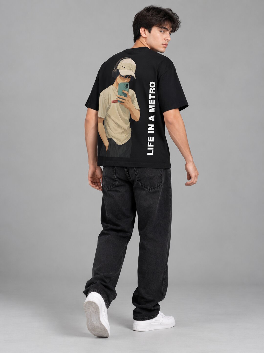 FadeddFrame Printed Round Neck Oversize Pre-customized Tshirt for Men