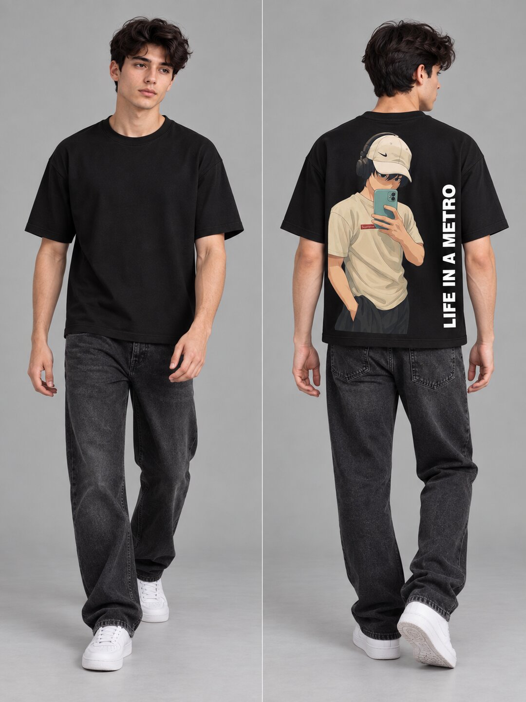 FadeddFrame Printed Round Neck Oversize Pre-customized Tshirt for Men
