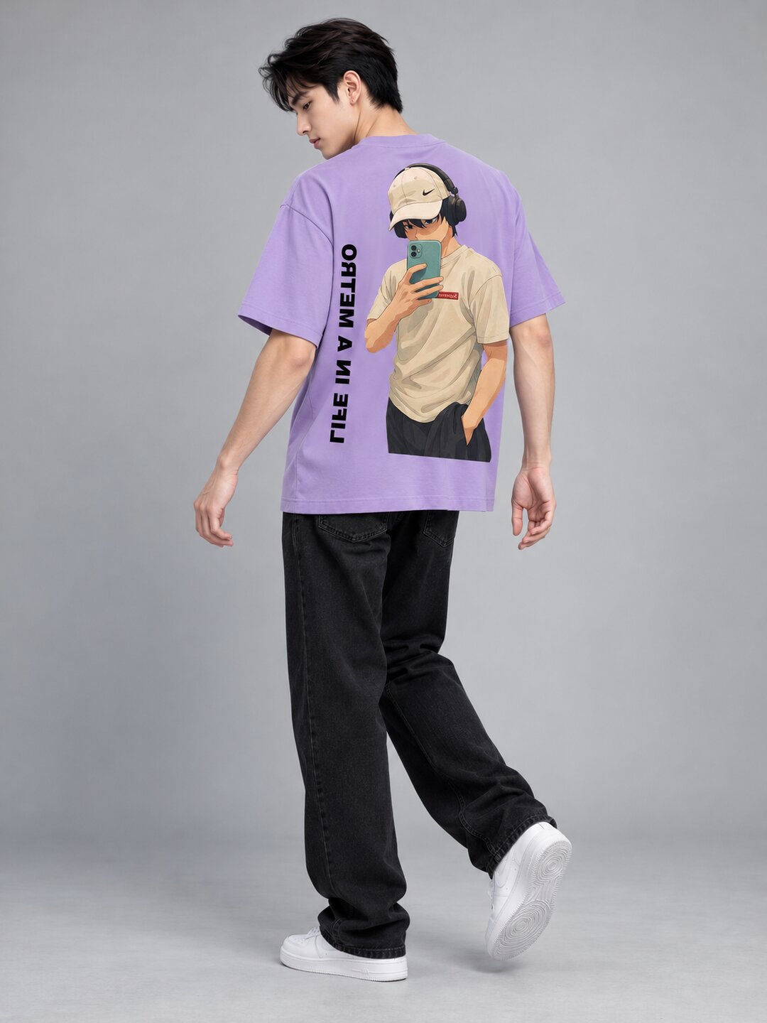 FadeddFrame Printed Round Neck Oversize Pre-customized Tshirt for Men
