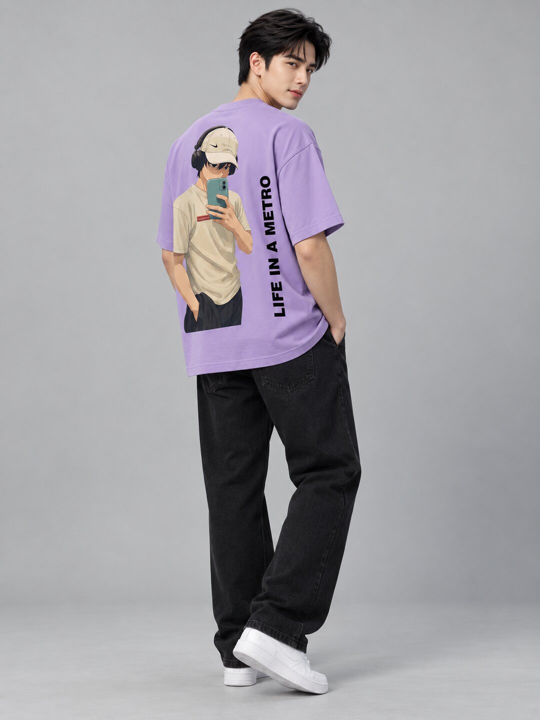 FadeddFrame Printed Round Neck Oversize Pre-customized Tshirt for Men