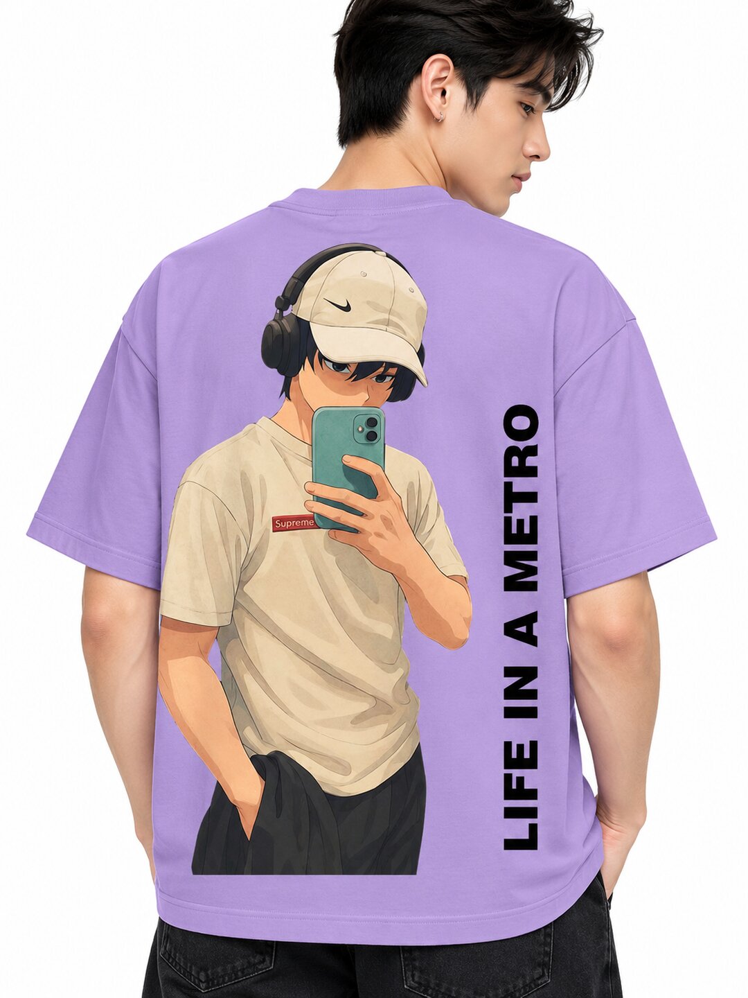 FadeddFrame Printed Round Neck Oversize Pre-customized Tshirt for Men