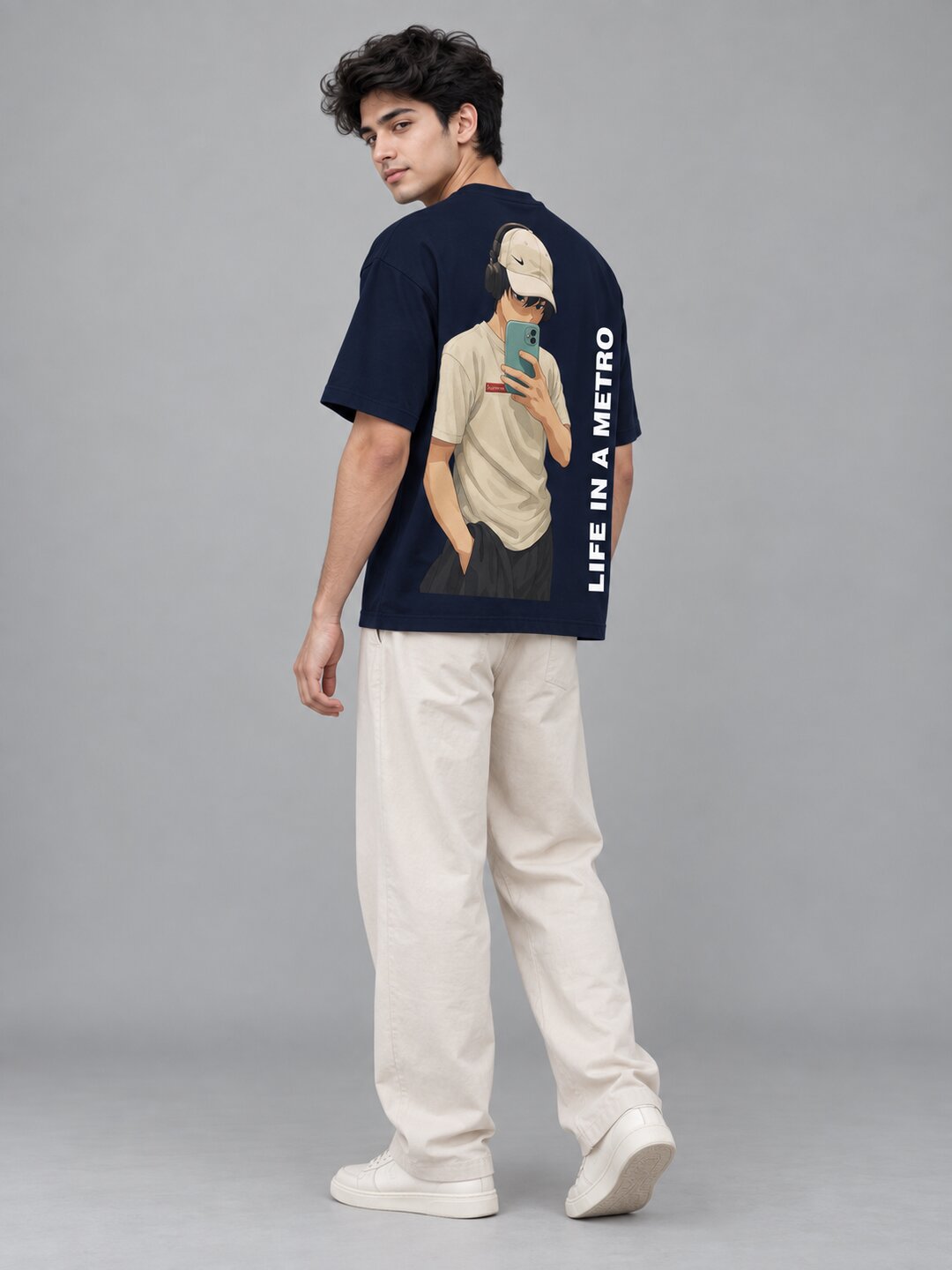 FadeddFrame Printed Round Neck Oversize Pre-customized Tshirt for Men