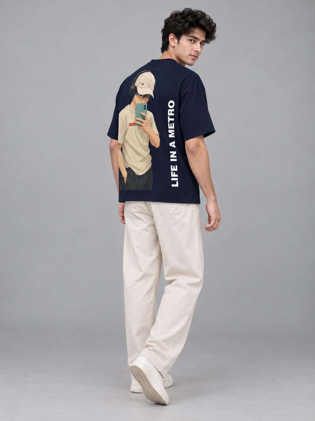 FadeddFrame Printed Round Neck Oversize Pre-customized Tshirt for Men