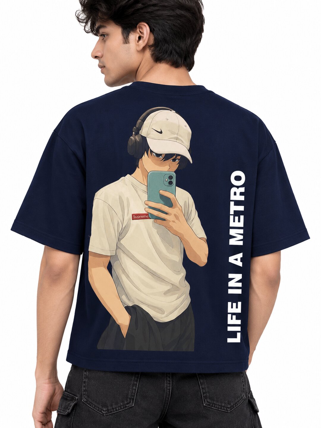 FadeddFrame Printed Round Neck Oversize Pre-customized Tshirt for Men