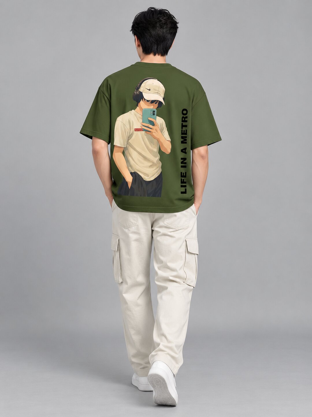 FadeddFrame Printed Round Neck Oversize Pre-customized Tshirt for Men