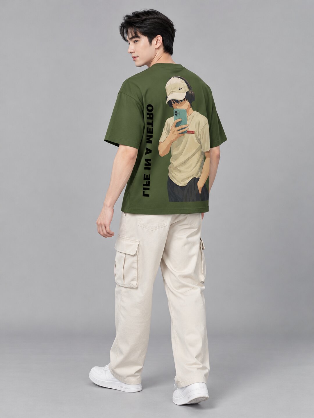 FadeddFrame Printed Round Neck Oversize Pre-customized Tshirt for Men