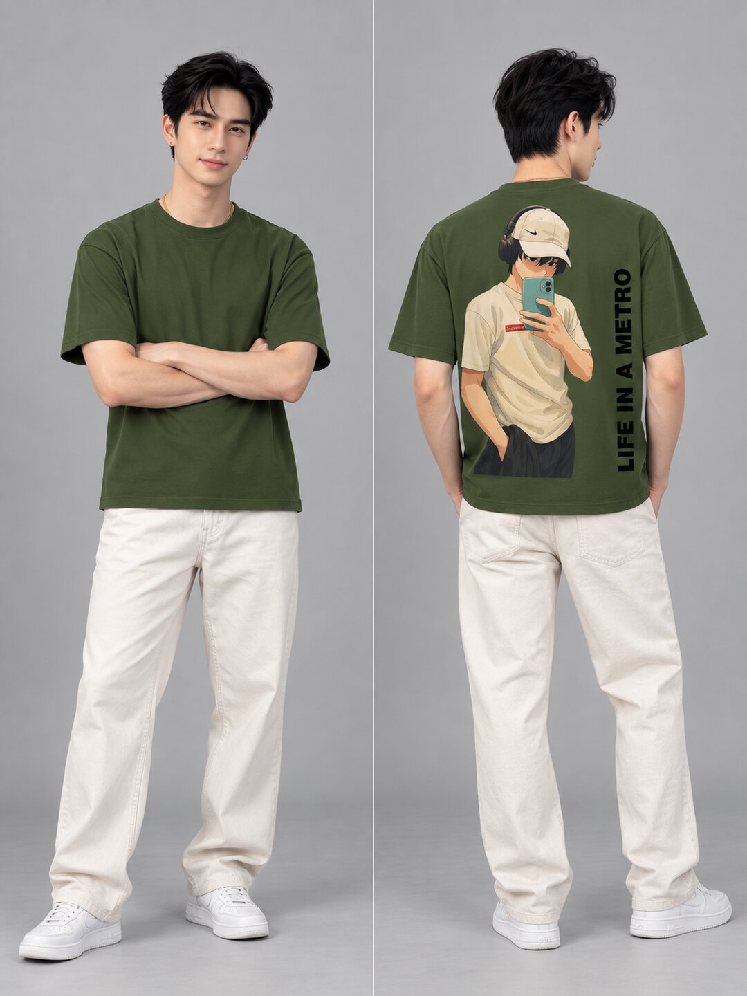 FadeddFrame Printed Round Neck Oversize Pre-customized Tshirt for Men
